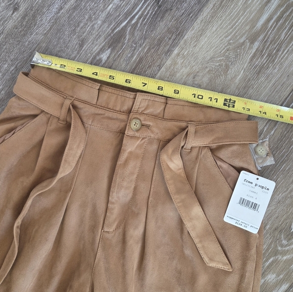 Free People Nightfall Suede Paperbag Vegan Suede Crop Pants Casual Camel Fall - Picture 8 of 16